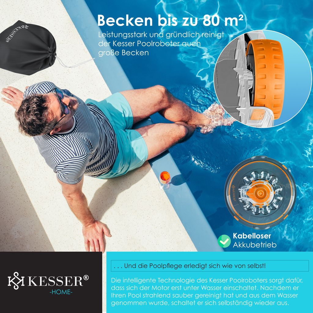 KESSER® Poolroboter Poolreiniger Akku Aqua-9000 inkl. Produktbild 3