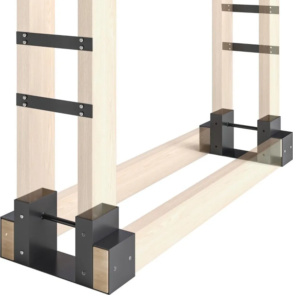 Fortuna Lai Lot de 2 Étagères à Bois de Chauffage en Métal Noir 33,5cm