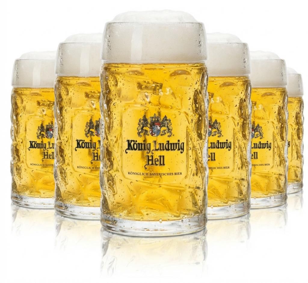 6x König Ludwig Bier Glas 0,5l Krug Raute Seidel Sahm Produktbild 
