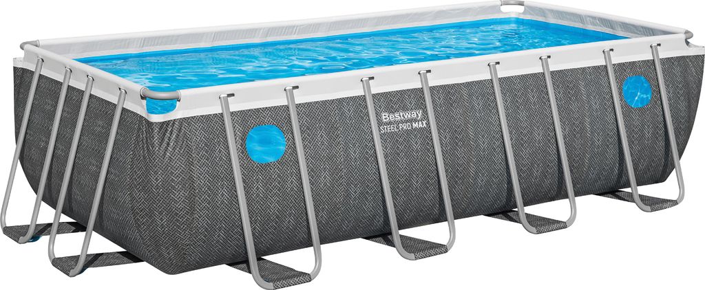 Steel Pro MAX Splashview Solo Pool ohne Zubehör 488 x 244 x 122 cm, Rattan-Optik (Schiefergrau), eckig