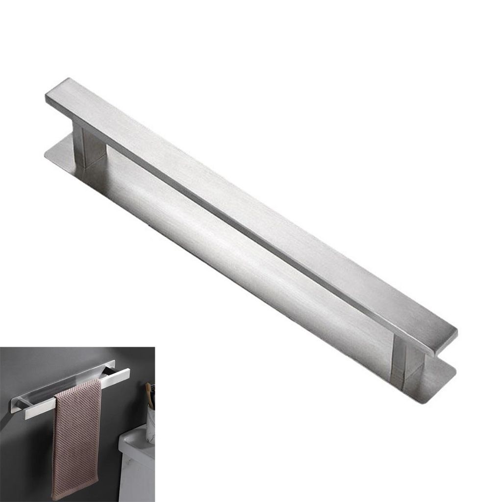 Handtuchhalter, 40 cm Handtuchhalter Bad Wand Edelstahl Handtuchstange Badetuchhalter Selbstklebend Ohne Bohren, Gebürstetes Silber