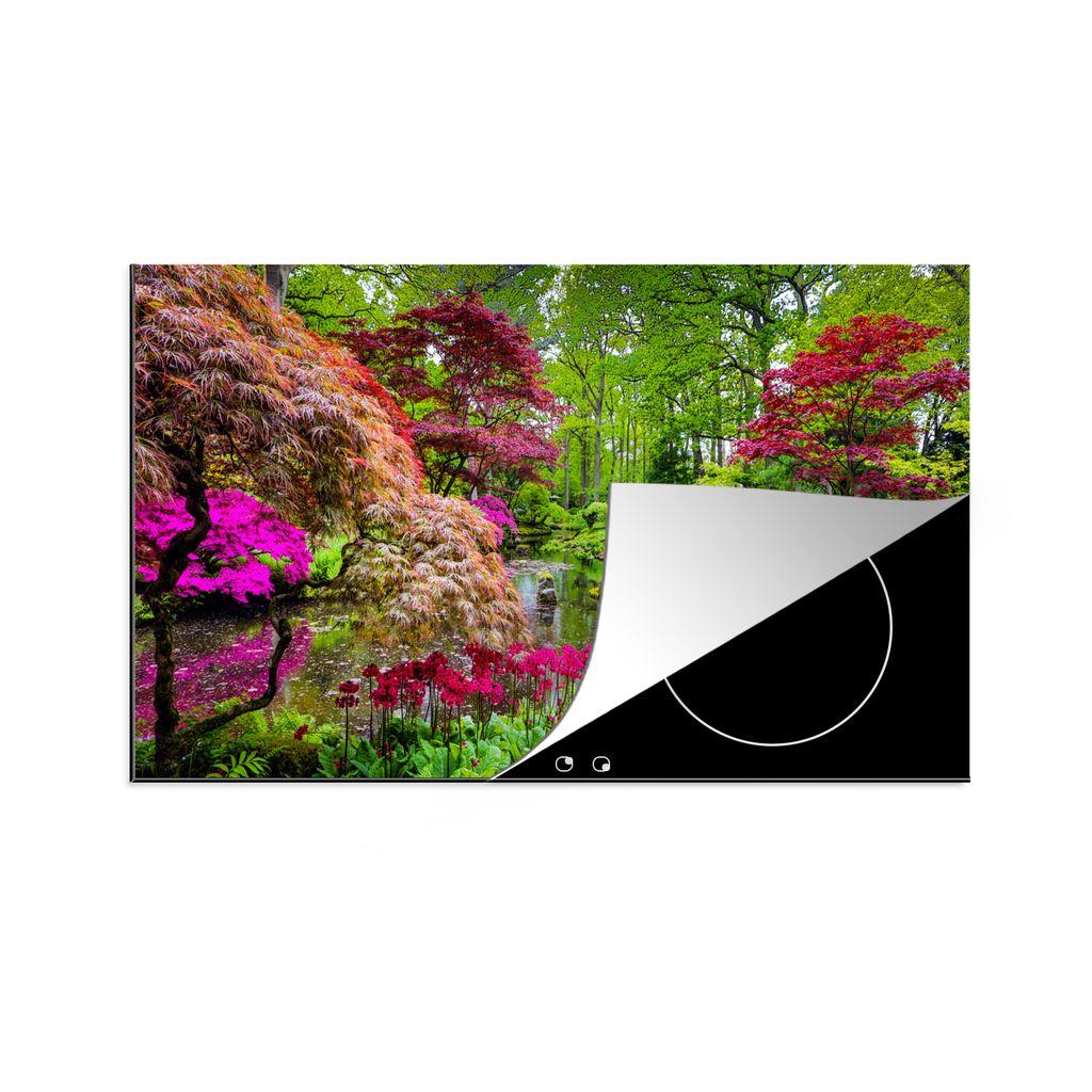 KitchenYeah Herdabdeckplatte Bäume - Blumen - Japanisch - Natur - Wasser , 85x52cm, Küche Deko, Glaskeramikkochfeld Herdabdeckung, Abdeckplatte...
