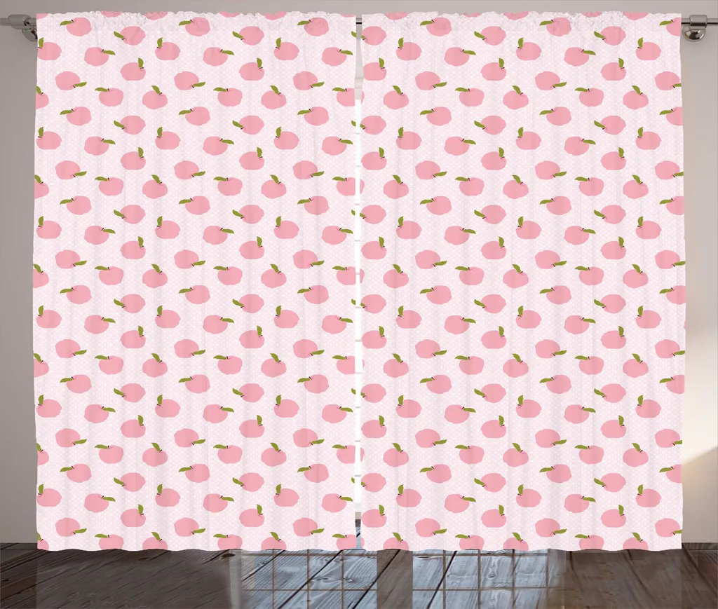 ABAKUHAUS Rideau rustique rose à pommes et pois 280 x 225 cm pour salon