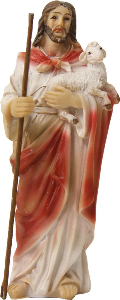 FADEDA Passionsfigur: Jesus der gute Hirte / Höhe:5 cm / handbemalt / detailgetreue Krippen Figuren - Weihnachten Tisch Dekoration Krippe Zubehör