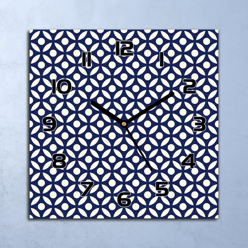 Wanduhr Echt-Glas-Küchenuhr Porzellan blau Quarz Lautlos 30x30 Deko Bilder