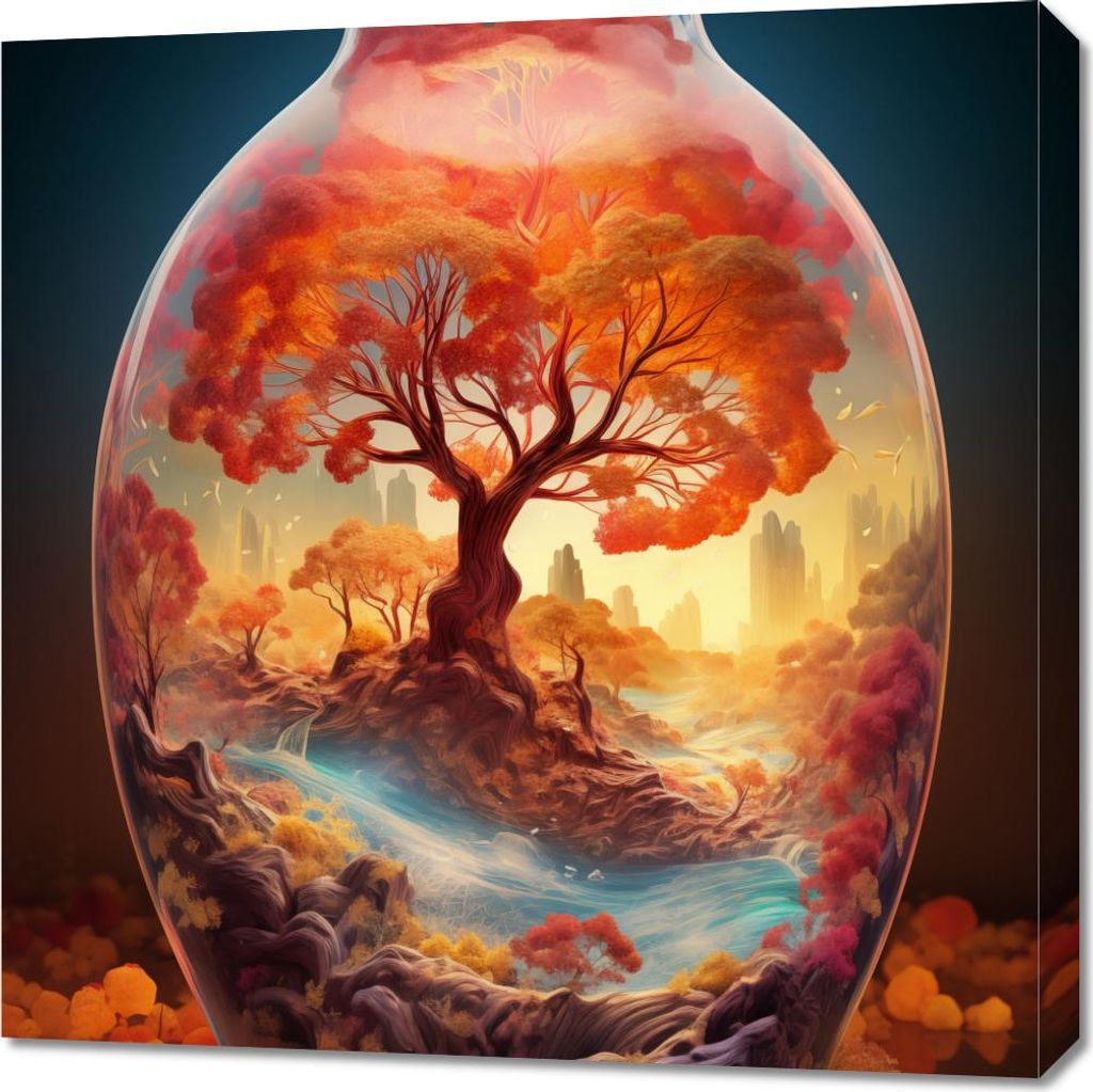 Bild 70x70cm Baum des Lebens im Glas
