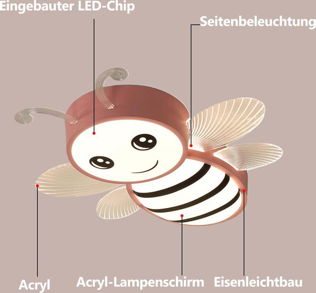 LED Deckenleuchte Kinderzimmer, Bienen-Design, dimmbar mit Produktbild 6