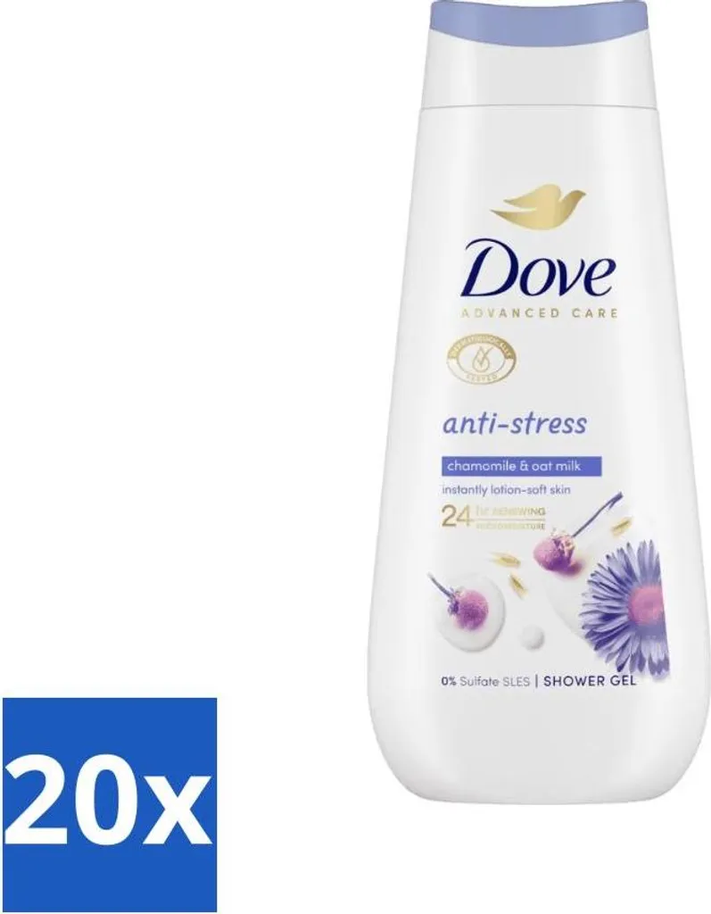 Dove Anti-stress Camomilla e Avena - 20x225ml Crema Doccia Nutriente