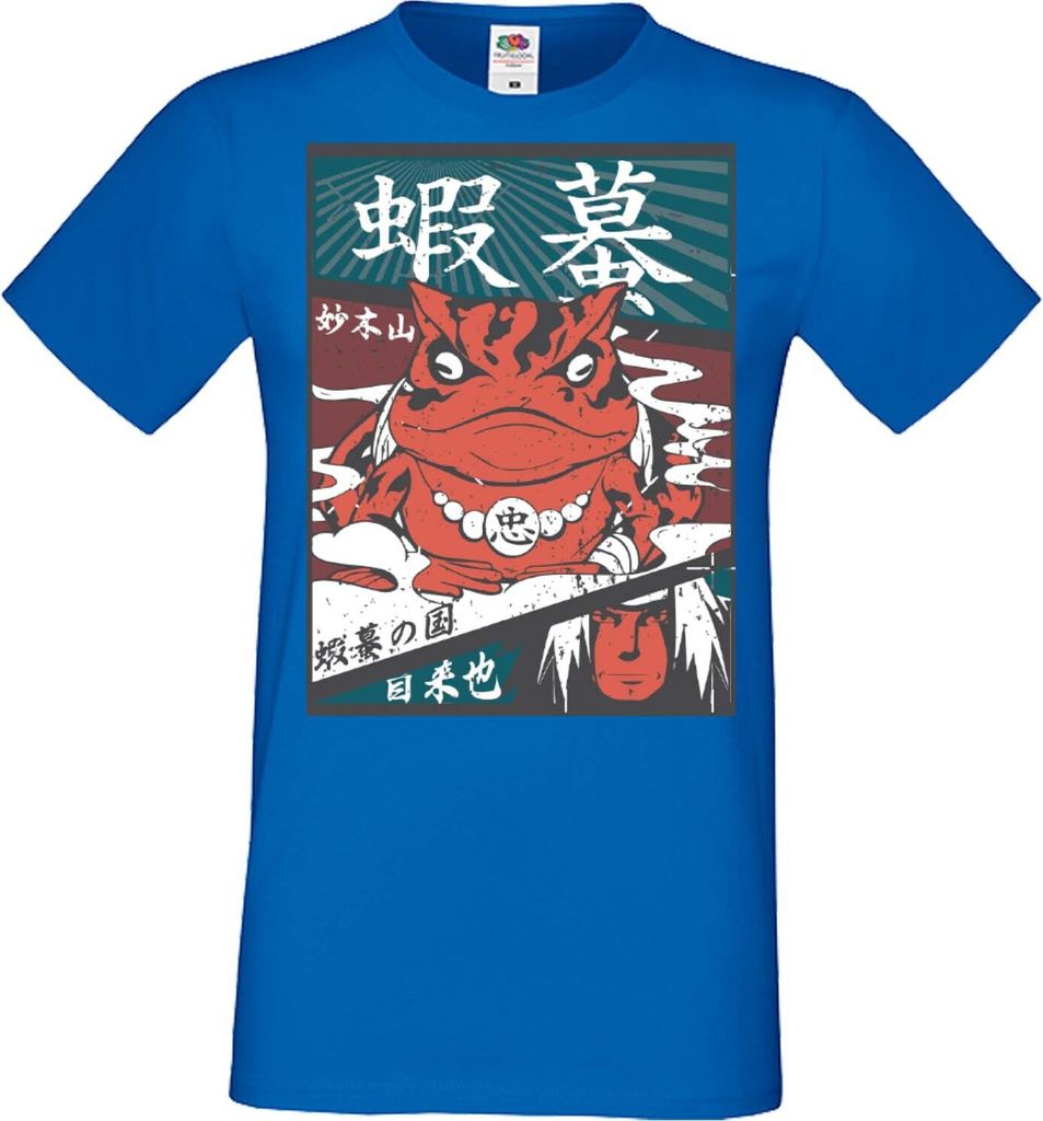 Herren T-Shirt Anime Manga Naruto Jiraya 03 Frog Ninja, Man L / Blau