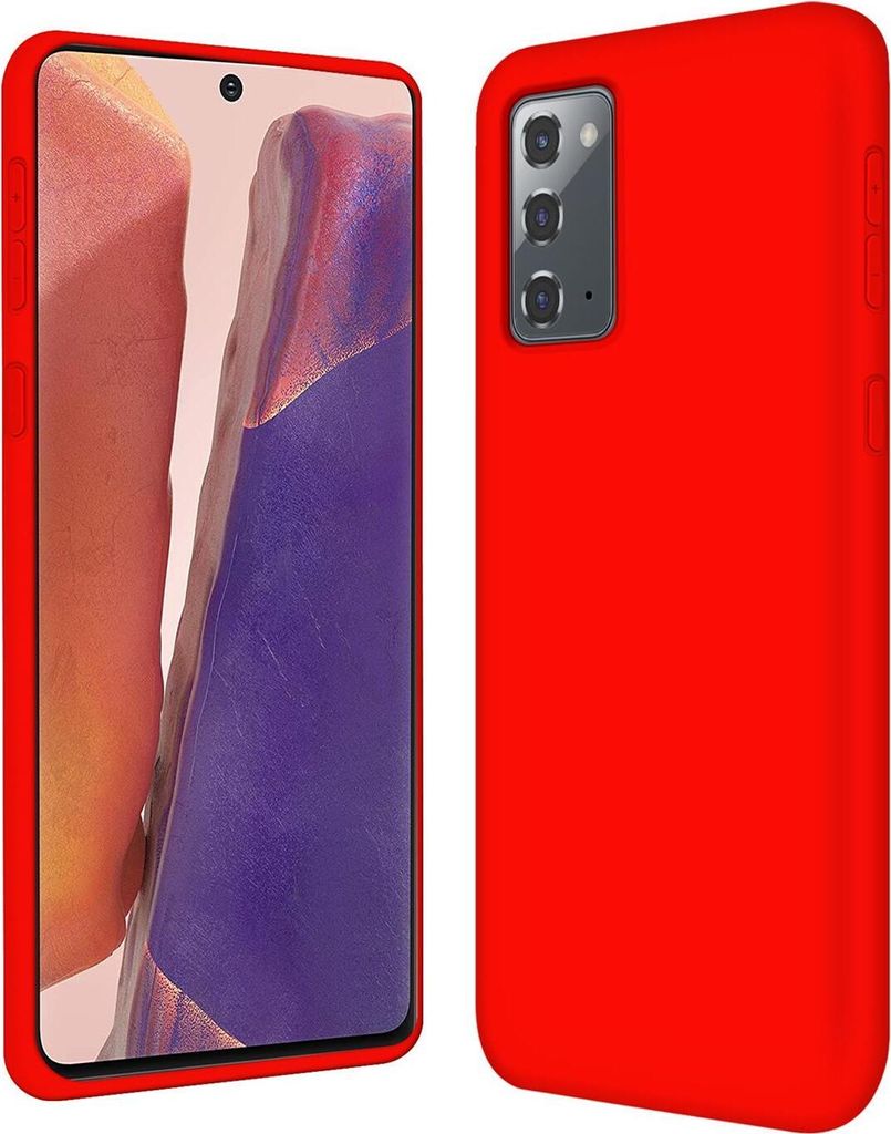 Conie TPU Schutzhülle für Samsung Galaxy Note 20 Tasche Case Cover Bumper Silikon Mikrofaser Inlay Hülle in Rot matt
