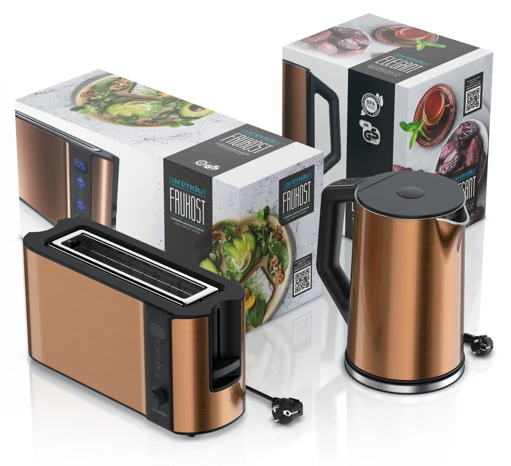 Set Colazione Arendo Rame: Bollitore Termoregolabile e Tostapane Design - 6