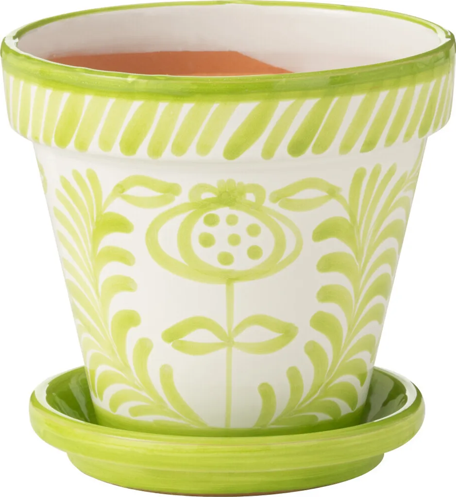 Grand cache-pot stable Granada J-Line en céramique peinte - Vert 27cm