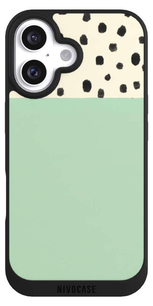 NIVOCASE Handyhülle für Apple iPhone 16 Hülle NIVOpure Case Schwarz Abstrakt Boho Polka Dots