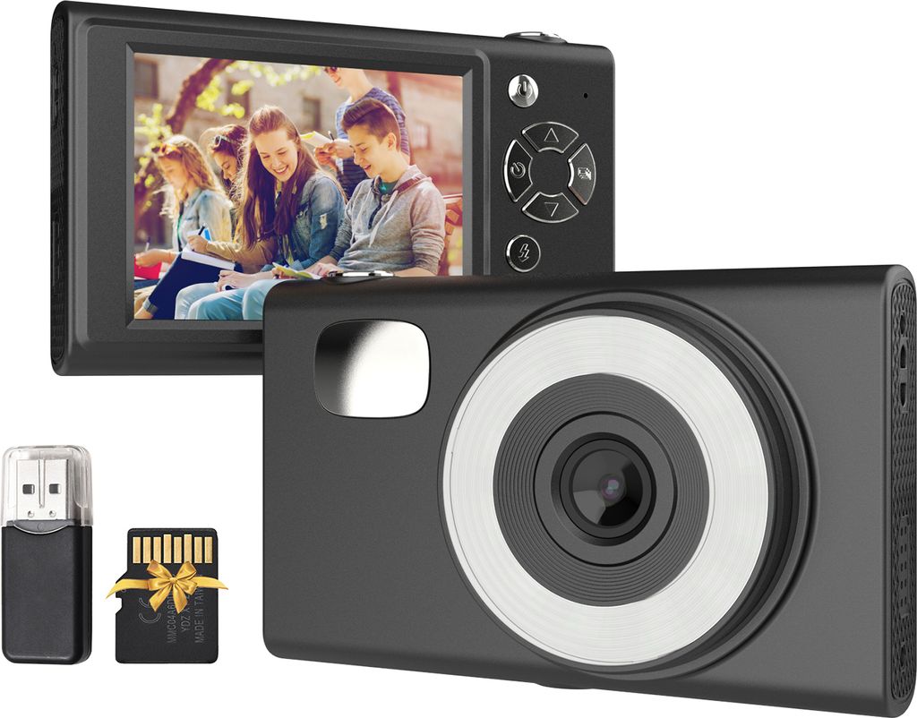 1080P Digitalkamera, Digitale Videokamera, 48 MP, 2,8 Zoll IPS-Bildschirm, Autofokus, 16-facher Zoom, eingebautes LED-Fuelllicht, Akku mit 32 GB TF...