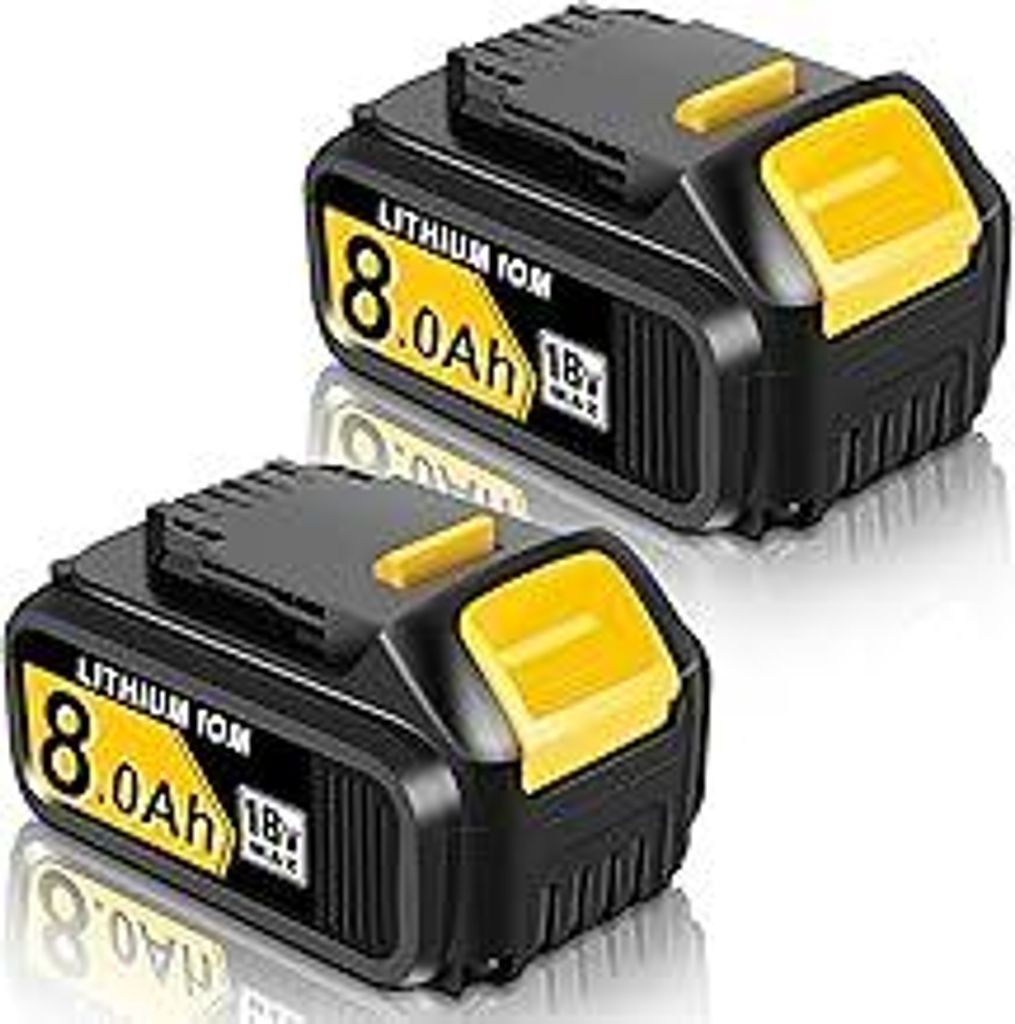 8000mAh Ersatz für Dewalt Akku 18V 8.0Ah für Dewalt Akku DCB184 DCB180 DCB181 DCB182 DCB200 DCB201 DCB204 mit LED-Anzeige (GELB, 2PCS 8.0Ah)