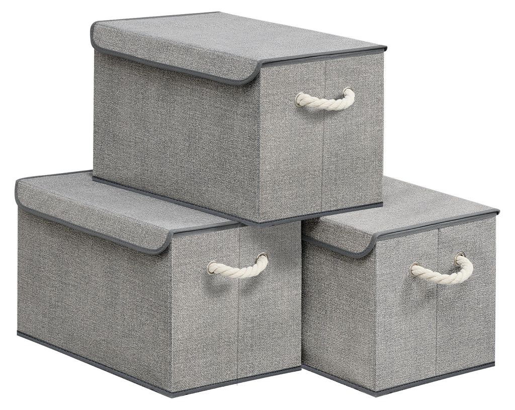 SONGMICS úložné boxy se víkem, skládací, sada 3 kusů, 50 x Obrázek produktu 