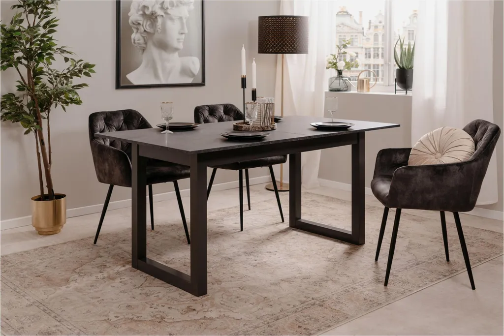 Table à manger extensible Austin anthracite effet ardoise L160/200 cm - 8
