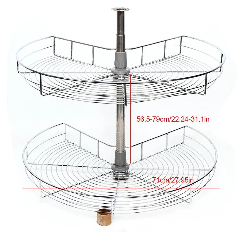 Rangement de meuble d'angle de cuisine pivotant et modulable argent - 2