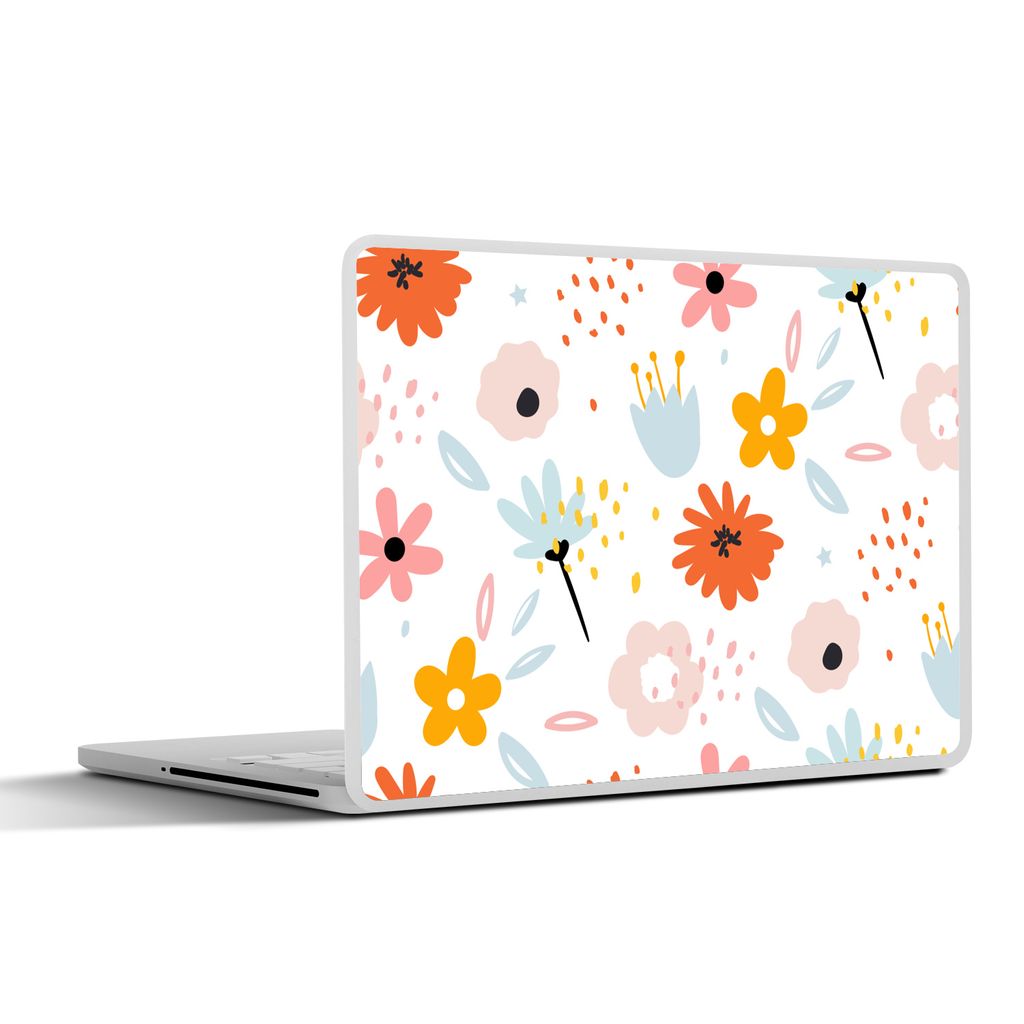 MuchoWow Laptop Aufkleber Sticker Cover Blumen - Rosa - Weiß - Sommer 30x21 cm - Sticker für Laptop - Selbstklebend