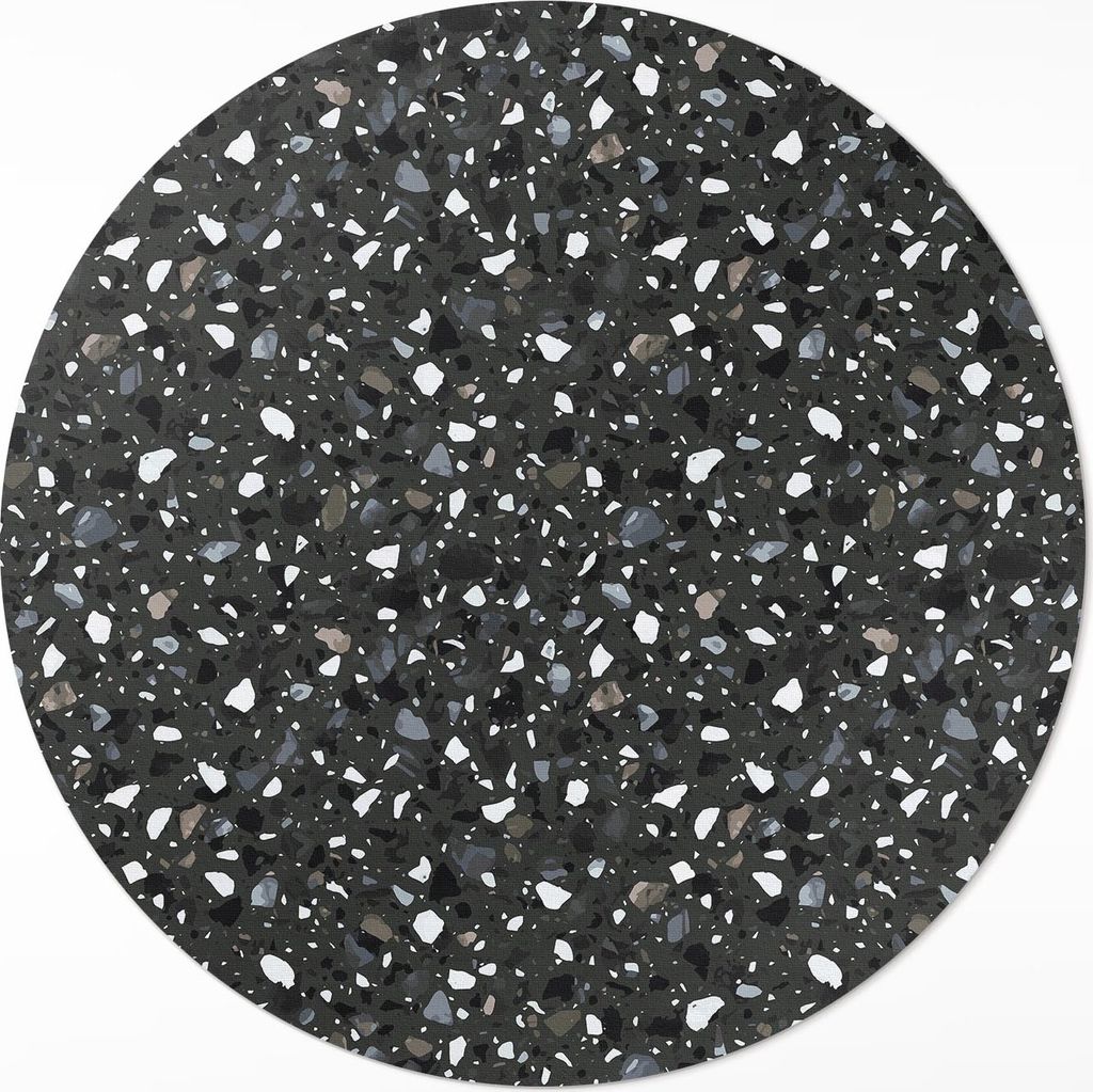 Gres, dunkler dekorativer Stein – Vinyl Fußmatte – Ø 80cm – Rutschfest – Pflegeleicht & Langlebig
