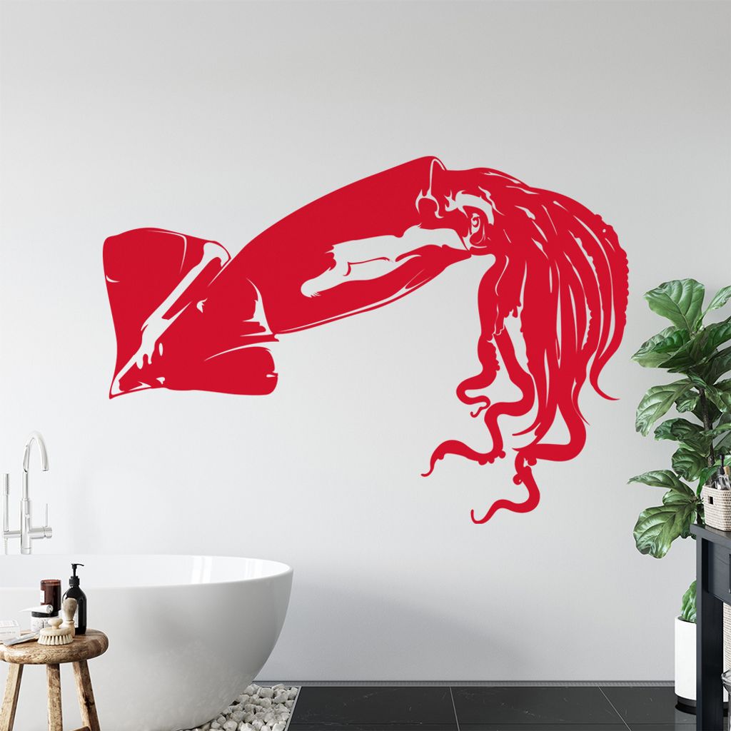 KIWISTAR Riesen Kalmar Tintenfische Wandtattoo in 6 Größen - Wandaufkleber Wall Sticker - Dekoration, Küche, Wohnzimmer, Schlafzimmer, Badezimmer