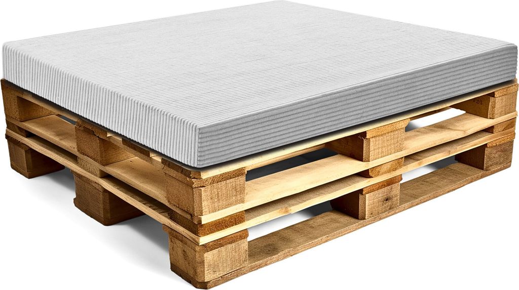 Palettenkissen Outdoor Europaletten Sitzkissen 80 x 120 cm - Schaumstoff Sitzpolster für Paletten und Palettensofa Bezug aus Lincoln Hellgrau