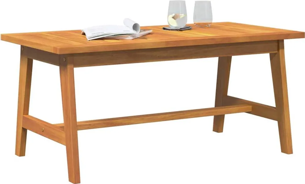 Tavolino Basso Acacia Massello Oliata - Design Naturale Contemporaneo - 2