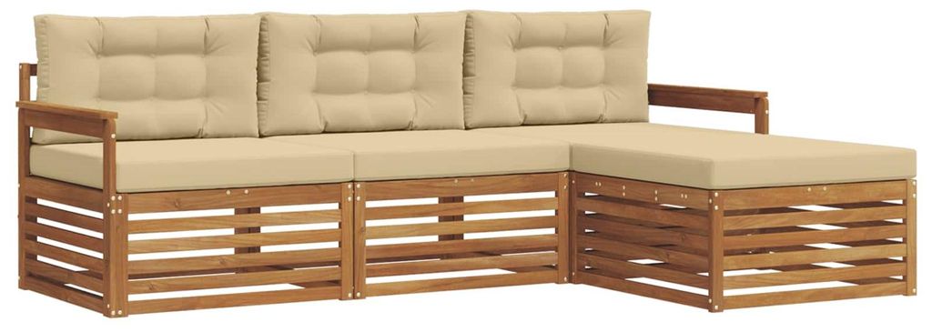vidaXL Outdoor-Sofagarnitur mit Kissen 4 pcs Natur und Beige