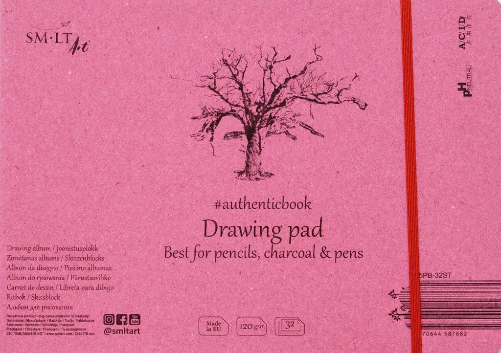 SMLT Carnet de croquis papier kraft 24,5x17,6 cm 120g album dessin