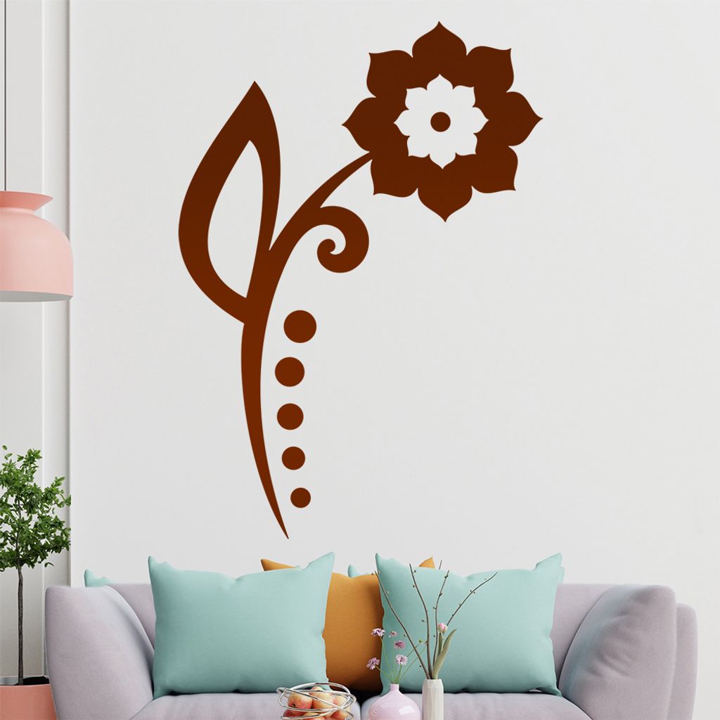 Blume - Linien Punkte Wandtattoo in 6 Größen - Wandaufkleber Wall Sticker - Dekoration, Küche, Wohnzimmer, Schlafzimmer, Badezimmer
