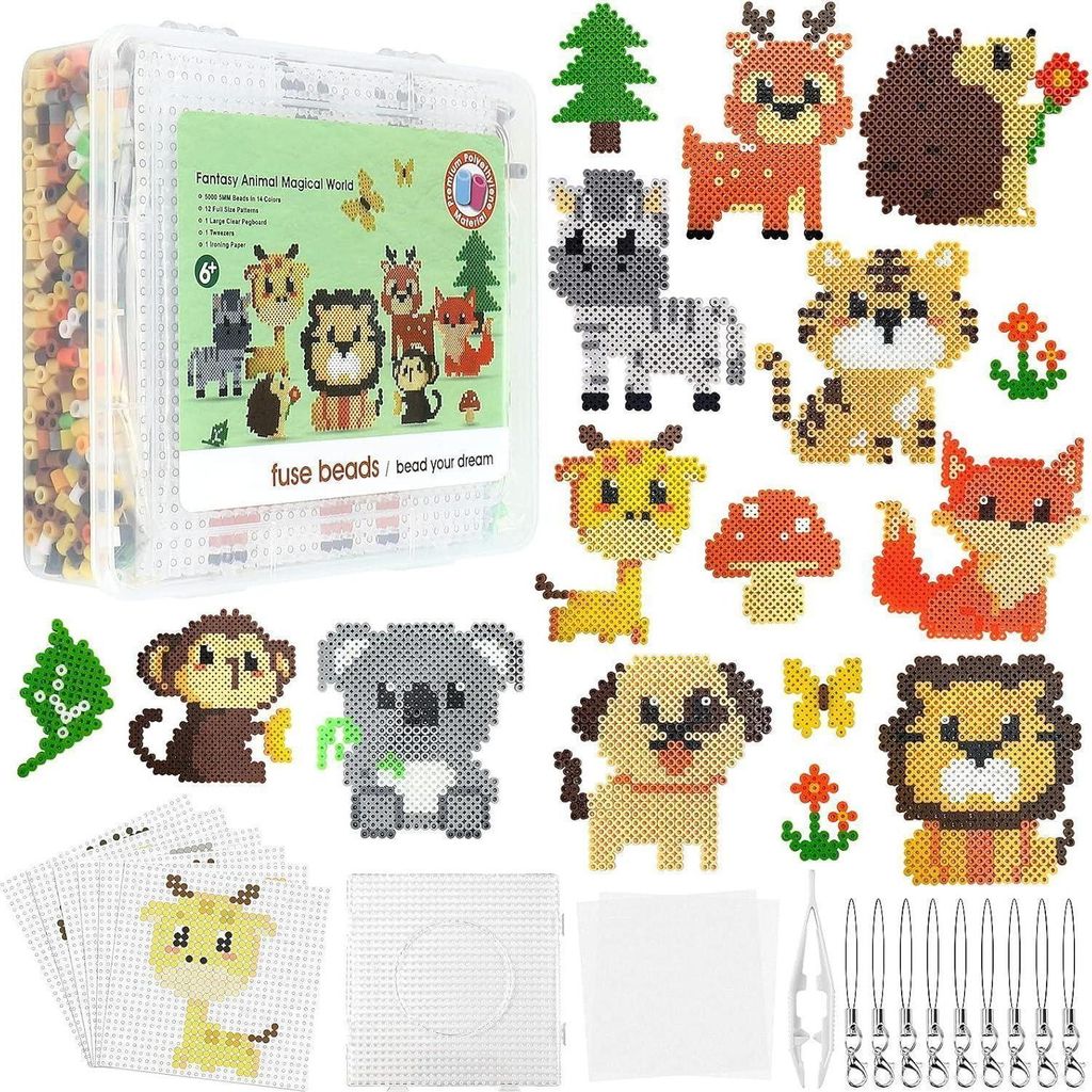 Homgaty 5000 Bügelperlen Tiere Set, Steckperlen 5mm mit Produktbild 