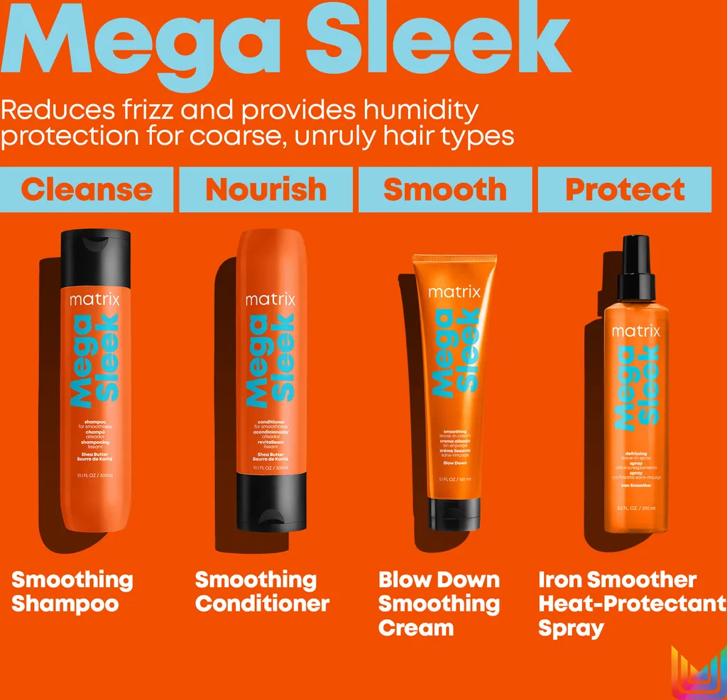 Matrix Mega Sleek Shampooing 1000ml Solution Anti-Frisottis et Lissage - 10