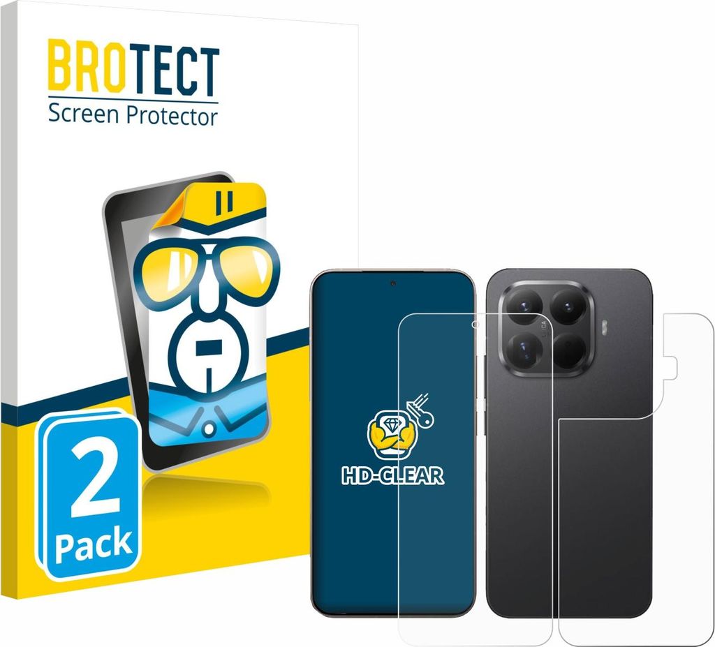 2x Für Xiaomi 15T Pro (Display+Rückseite) Schutzfolie BROTECT Displayschutz Display Schutz Folie Klar Transparent