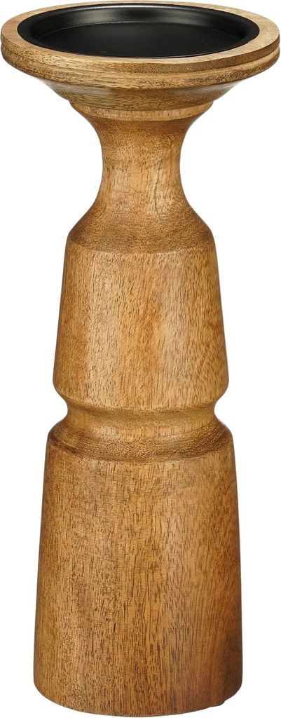 Mica Decorations Nino Kerzenhalter - H10 x Ø25 cm - Mangoholz - Dunkelbraun