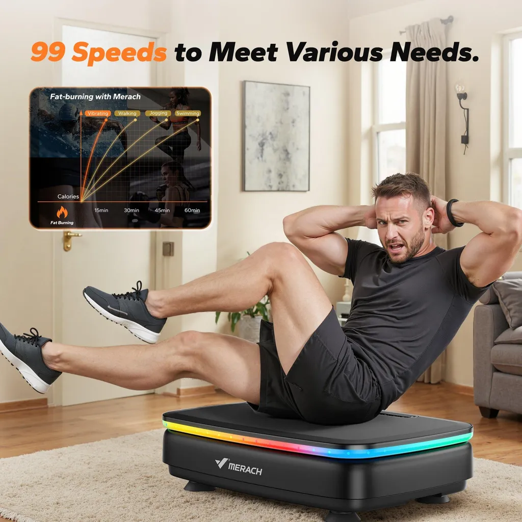 Plateforme Vibrante Bluetooth MERACH avec 99 Vitesses et Écran LED Noir - 2