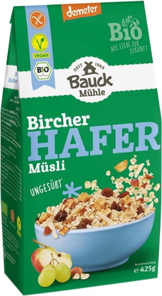 Bauckhof  Hafer Müsli Bircher glutenfrei Dem (2x450g) Produktbild 