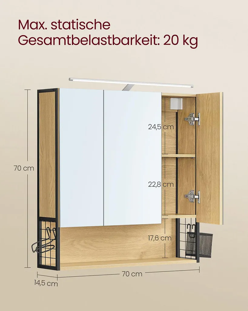 Meuble de Rangement Compact LED Rootz 70x70 cm Marron et Blanc Chic