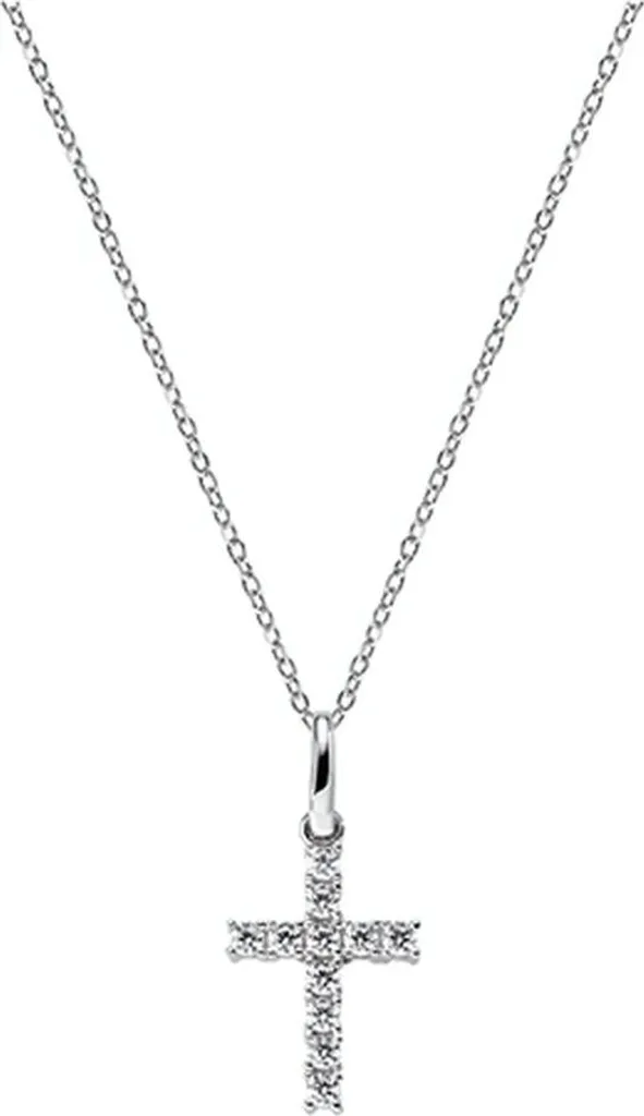 Collier Sautoir Femme Amen avec Pendentif Croix Classique Argent Massif