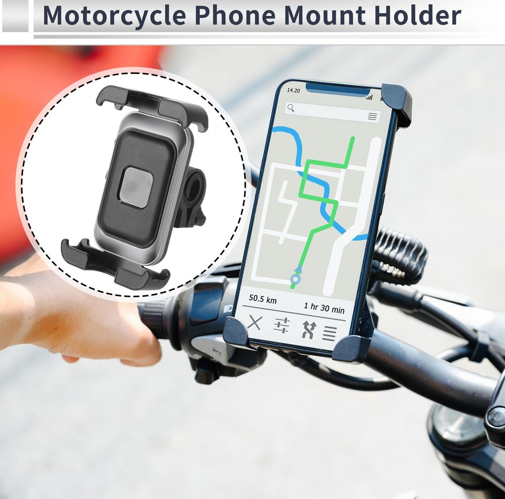 Motorrad Handy Halterung Motorrad Handy Montage Halterung für Lenker Montage Passt 4.7"-7.2" / 119.38-182.88mm Smartphones