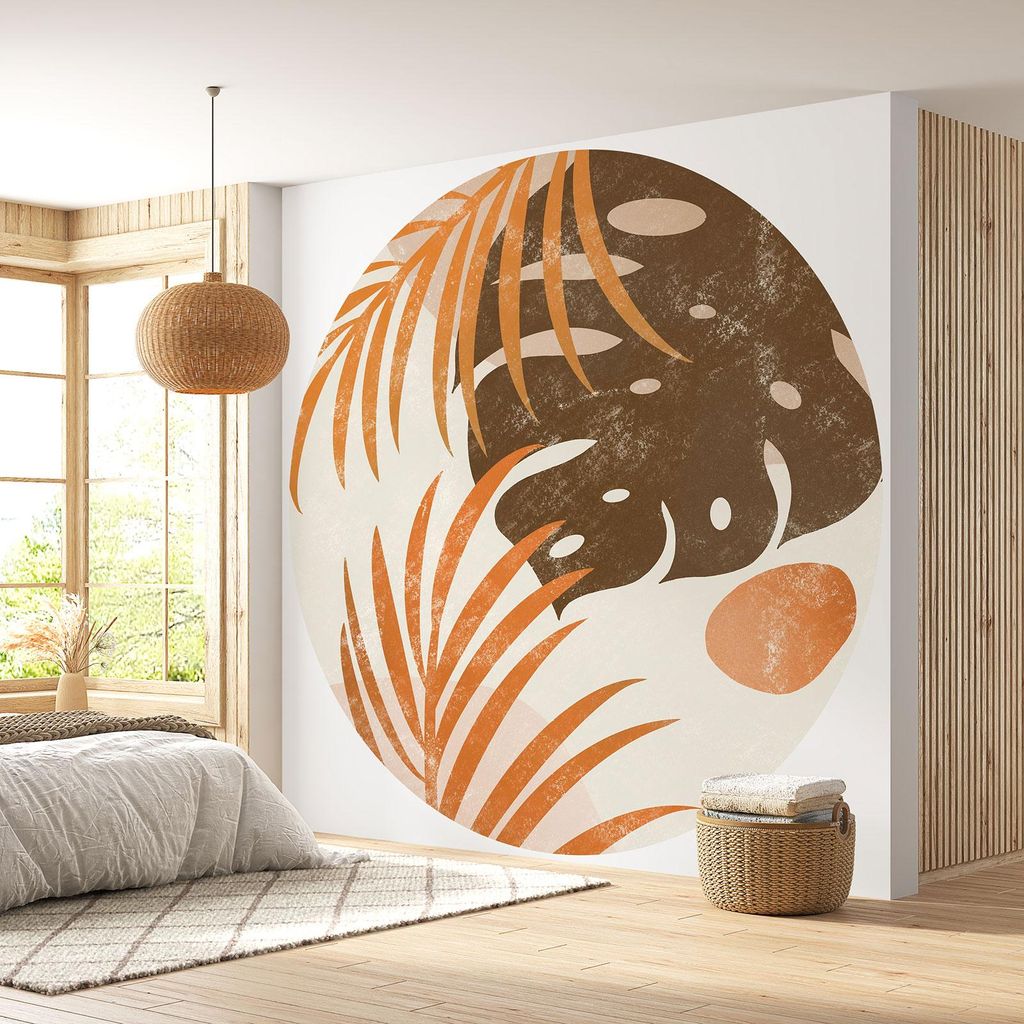Runde Tapete / Kreis - Lumaléa - Botanisches Muster - Premium-Papier 185 g, abwaschbar - Durchmesser 90 cm