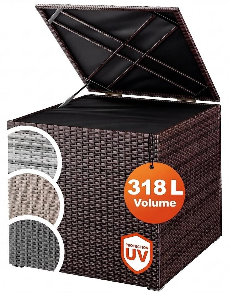 CASARIA® Coffre de rangement en polyrotin 318 L marron avec Image du produit 