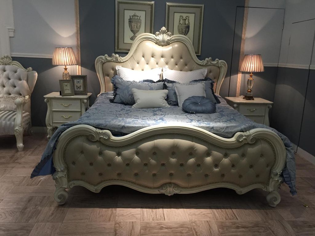 Design Bett Doppel Luxus Schlaf Zimmer Betten Leder Hotel 184x214cm Chesterfield