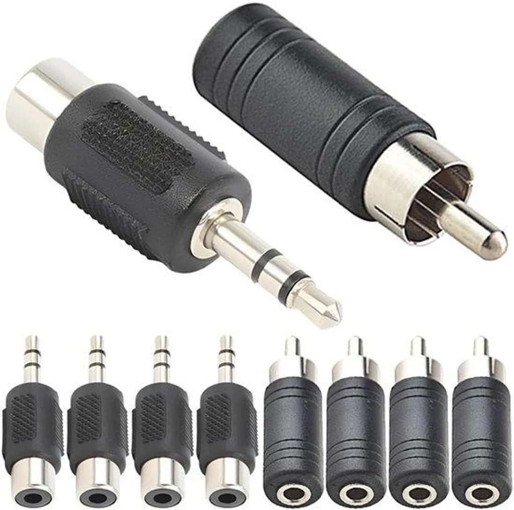 Adaptateur stéréo 3.5mm vers RCA noir, lot de 10 connecteurs audio Jack