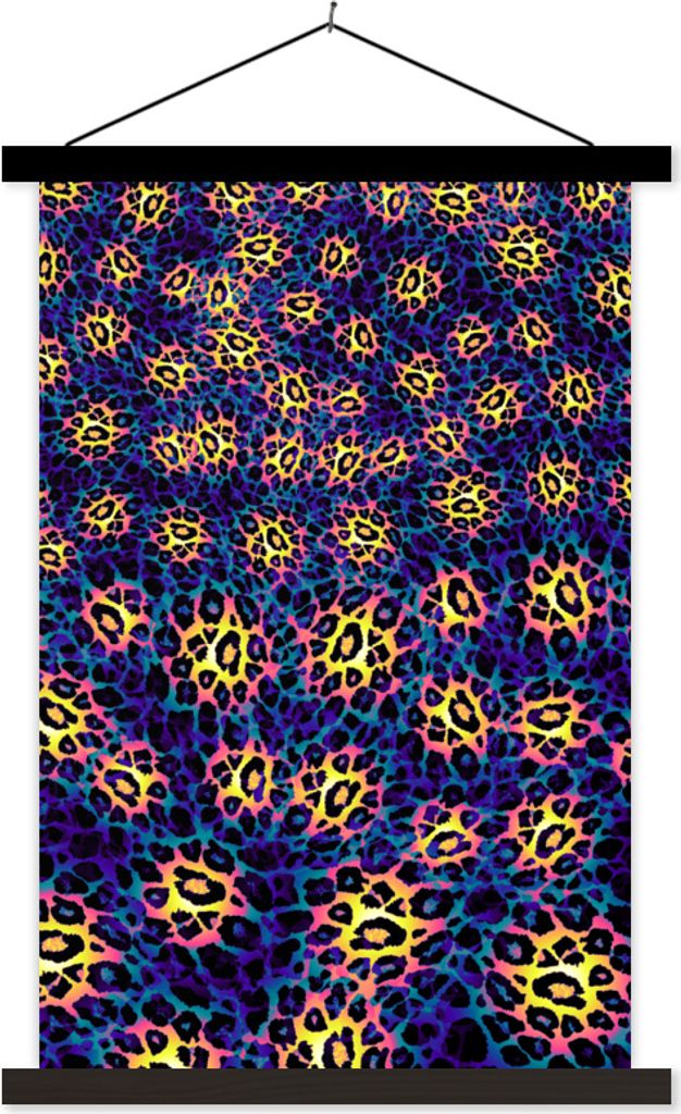 MuchoWow Textilposter Pantherdruck - Muster - Gelb 120x180 cm mit schwarzem Rahmen - Fotos