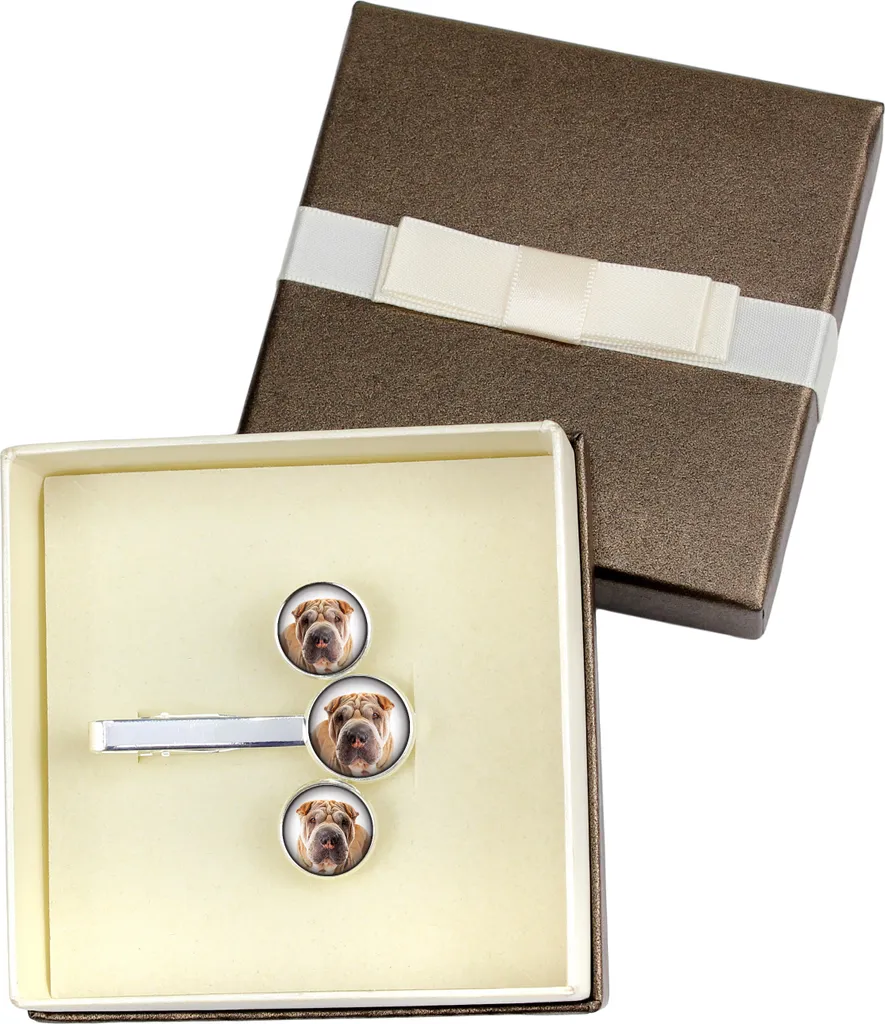 Set Gemelli e Cravatta Shar Pei Art-Dog: Accessori Sposo e Cerimonia