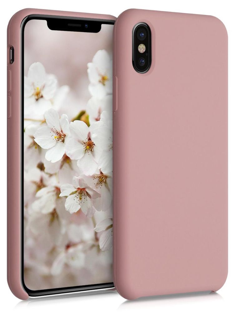 kwmobile Handyhülle für Apple iPhone X Hülle - Case Silikon - Kabelloses Laden - Schutzhülle Cover in Winter Rose