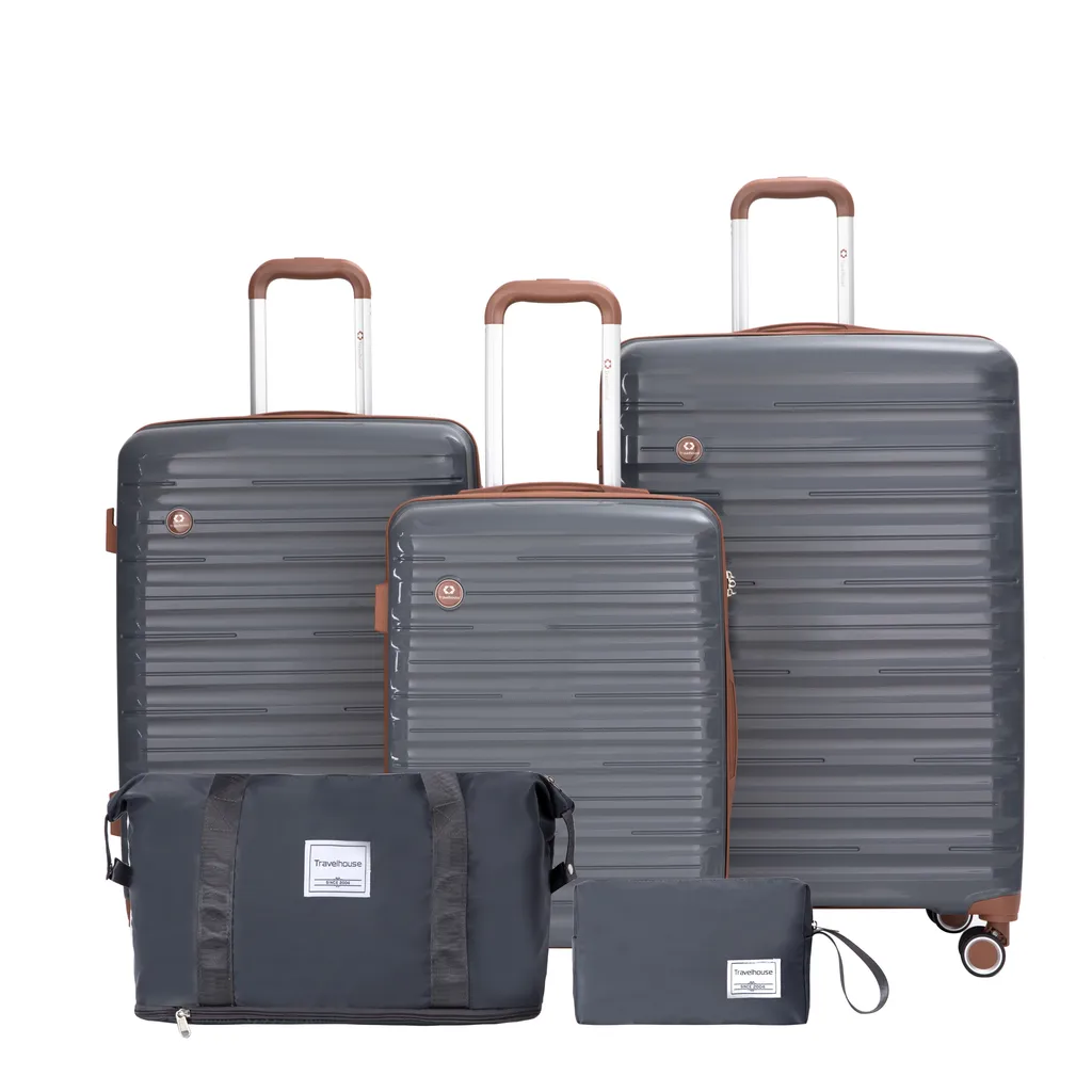 Valises de Voyage Set 5 Pièces Gris - Idéal Vacances en Famille et Cabine