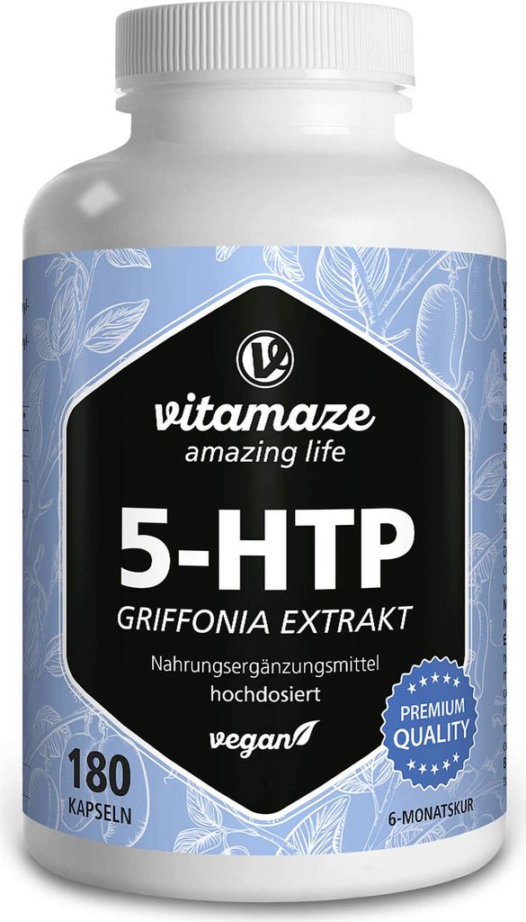 5-HTP 200 mg aus Griffonia Extrakt hochdosiert, 180 vegane Kapseln