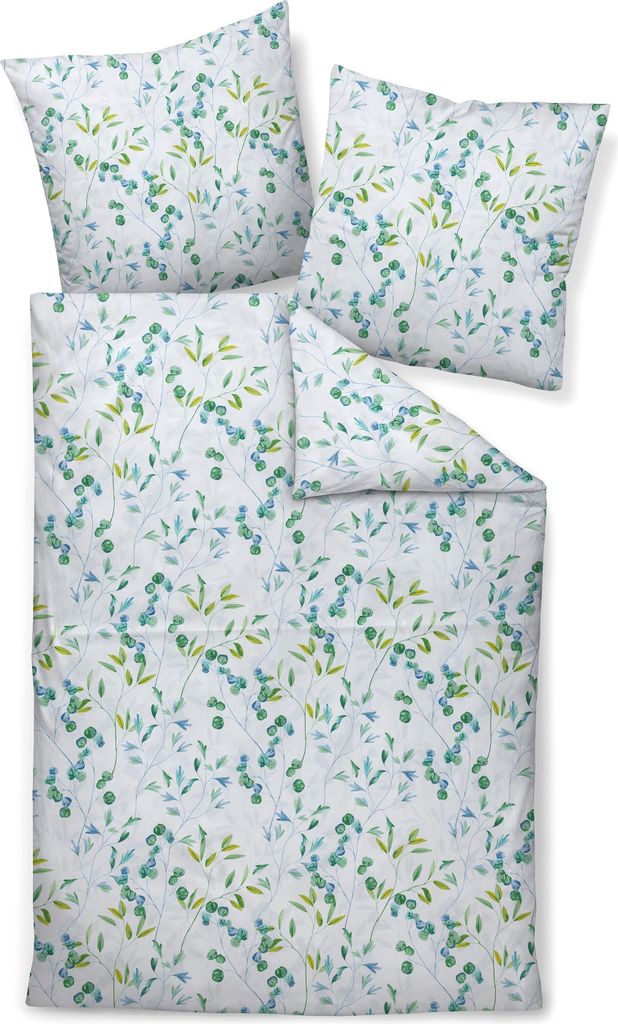 Janine Design Bettwäsche-Garnitur Mako-Satin 98117 moments Farbe grün türkis Größe 155x220+80x80