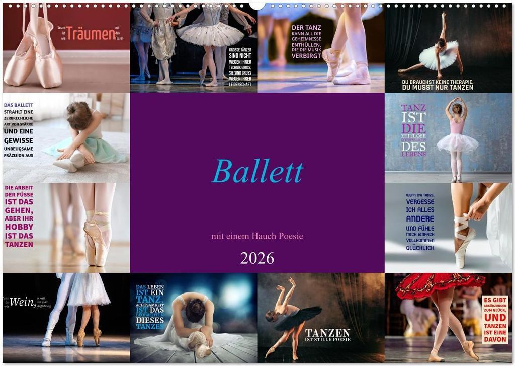 Ballett mit einem Hauch Poesie (Wandkalender 2026 DIN A2 quer), CALVENDO Monatskalender